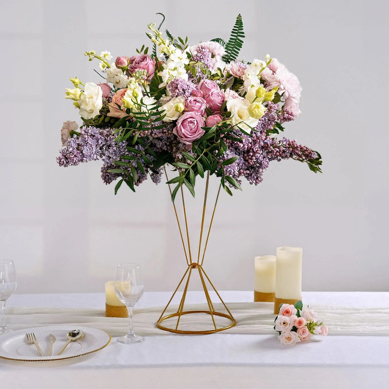 Reversible Geometric Metal Flower Stands Pedestals Centerpieces - Gold