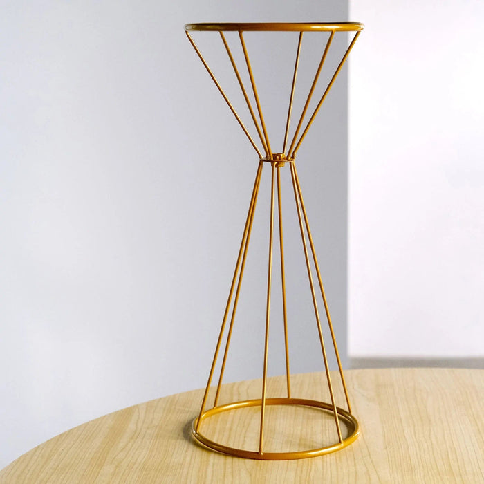 Reversible Geometric Metal Flower Stands Pedestals Centerpieces - Gold
