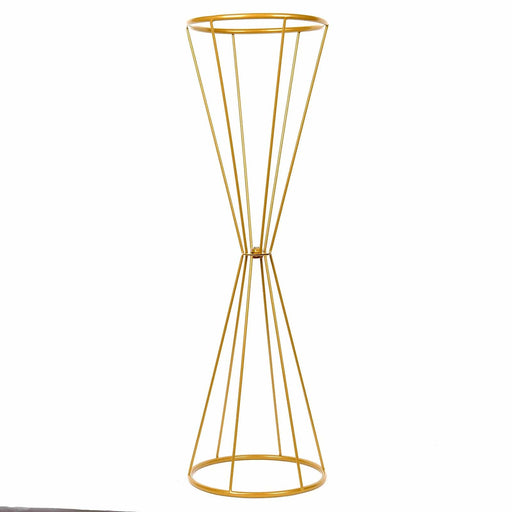 Reversible Geometric Metal Flower Stands Pedestals Centerpieces - Gold IRON_STND04_L_GOLD