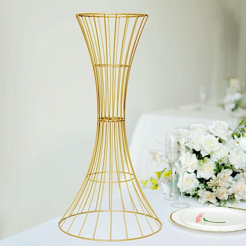 Reversible Trumpet Metal Flower Stand Pedestal Centerpiece - Gold