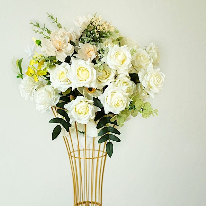 Reversible Trumpet Metal Flower Stand Pedestal Centerpiece - Gold