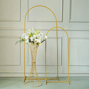 Reversible Trumpet Metal Flower Stand Pedestal Centerpiece - Gold
