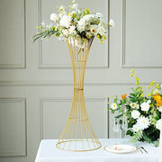 Reversible Trumpet Metal Flower Stand Pedestal Centerpiece - Gold