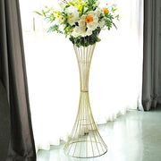 Reversible Trumpet Metal Flower Stand Pedestal Centerpiece - Gold
