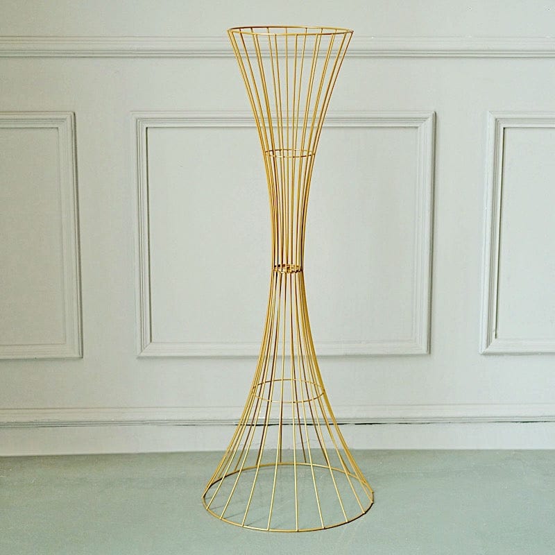 Reversible Trumpet Metal Flower Stand Pedestal Centerpiece - Gold