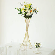 Reversible Trumpet Metal Flower Stand Pedestal Centerpiece - Gold
