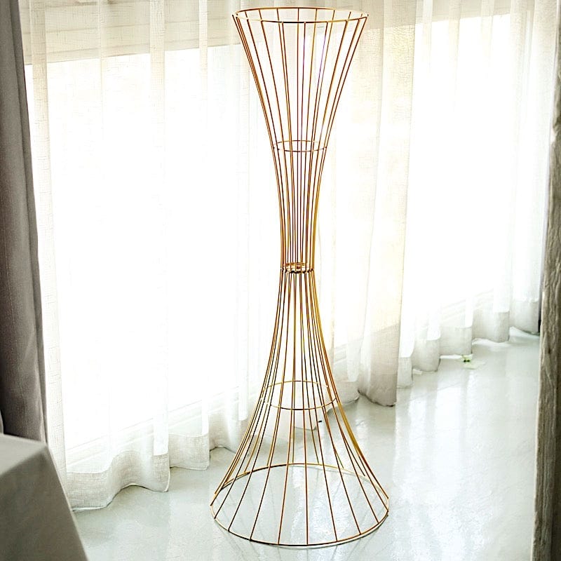 Reversible Trumpet Metal Flower Stand Pedestal Centerpiece - Gold