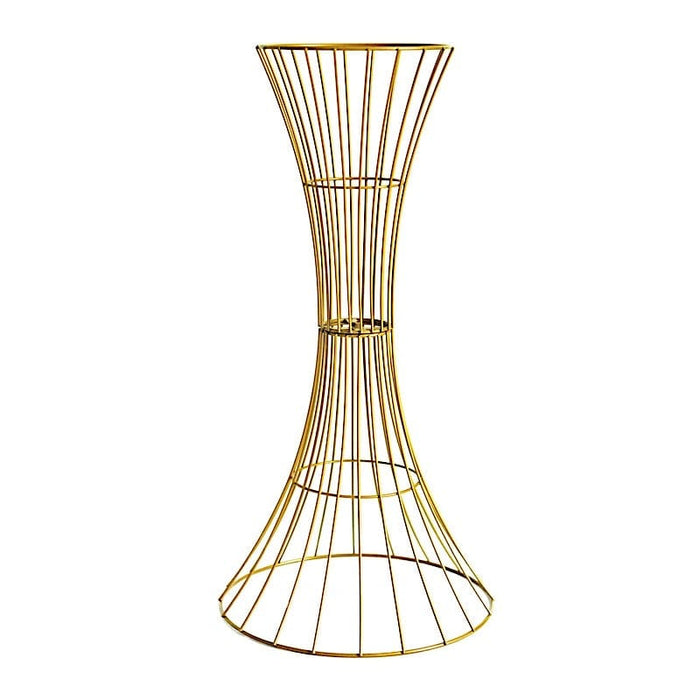 Reversible Trumpet Metal Flower Stand Pedestal Centerpiece - Gold IRON_STND07_36_GOLD
