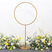 Round Metal Pillar Hoop Ring Flower Stand - Gold