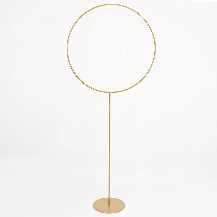 Round Metal Pillar Hoop Ring Flower Stand - Gold