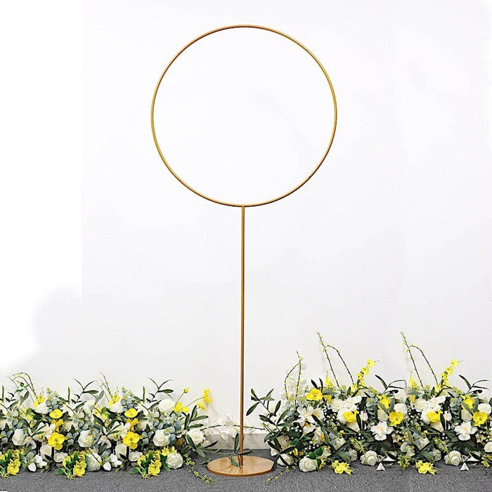 Round Metal Pillar Hoop Ring Flower Stand - Gold WOD_HOPMET7_6_GOLD