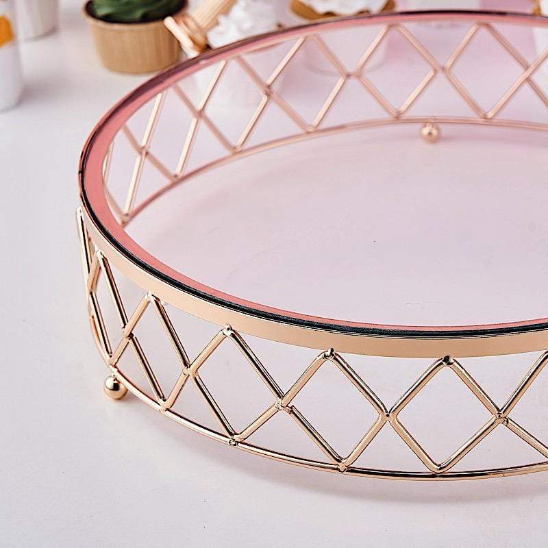 Round Metal with Glass Geometric Cake Stand