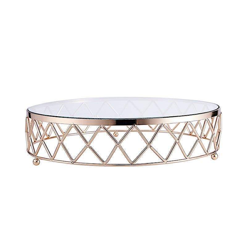 Round Metal with Glass Geometric Cake Stand CHDLR_CAKE08_14_GOLD