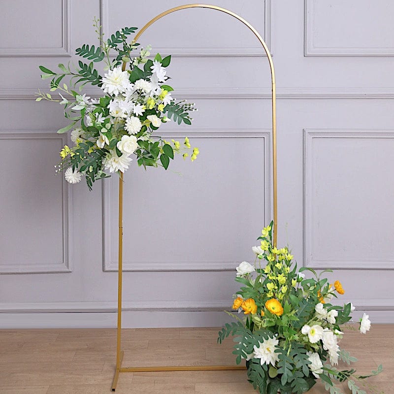 Round Top Metal Floral Display Frame Wedding Arch Backdrop Stand - Gold