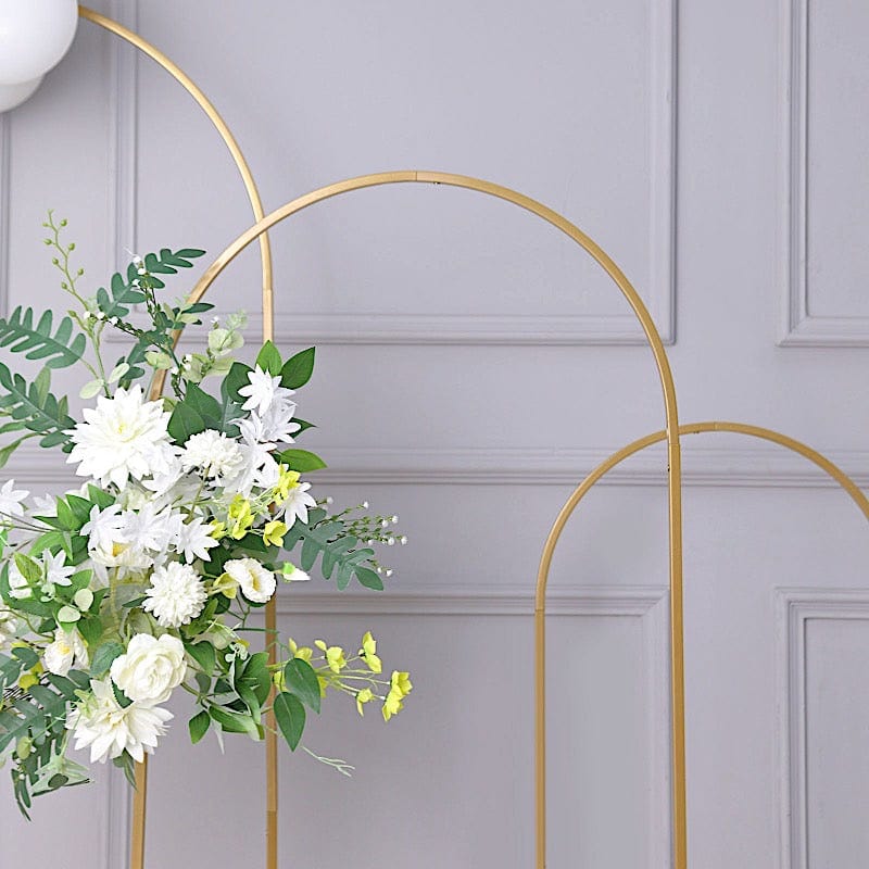 Round Top Metal Floral Display Frame Wedding Arch Backdrop Stand - Gold