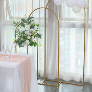 Round Top Metal Floral Display Frame Wedding Arch Backdrop Stand - Gold