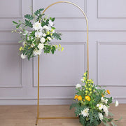Round Top Metal Floral Display Frame Wedding Arch Backdrop Stand - Gold