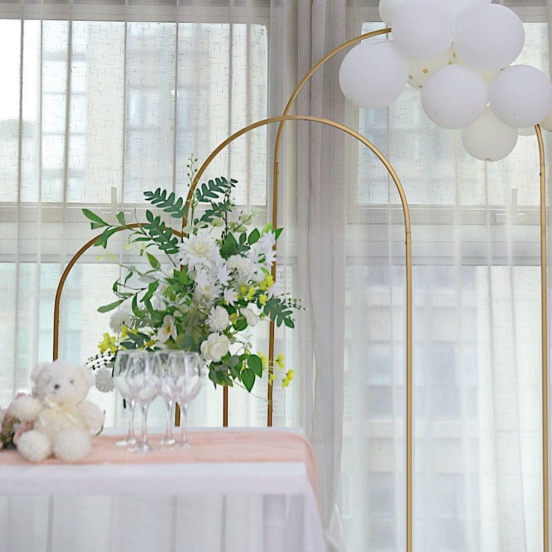 Round Top Metal Floral Display Frame Wedding Arch Backdrop Stand - Gold