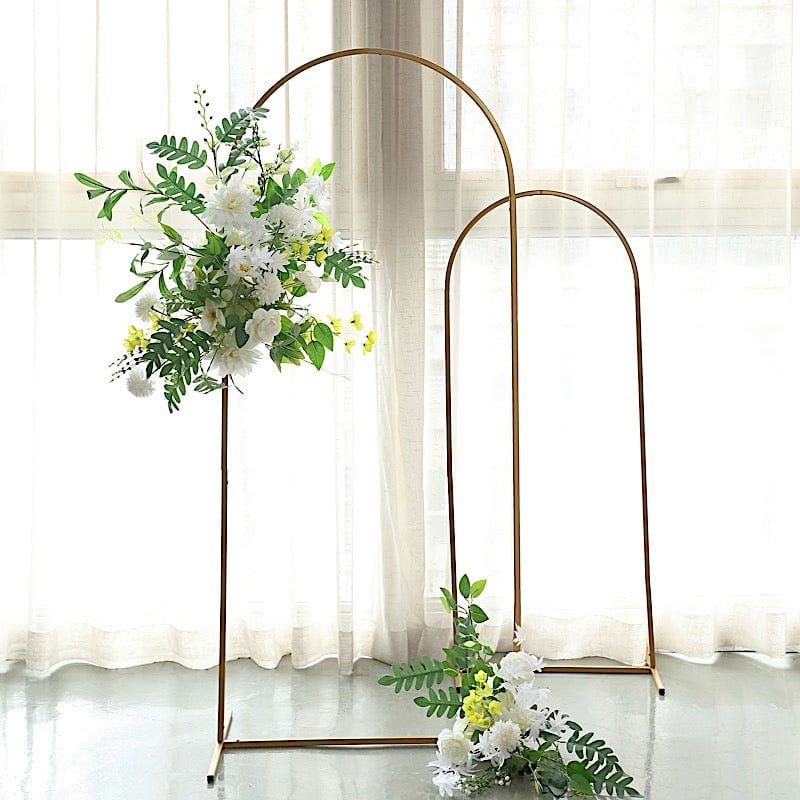 Round Top Metal Floral Display Frame Wedding Arch Backdrop Stand - Gold