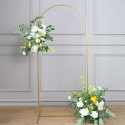 Round Top Metal Floral Display Frame Wedding Arch Backdrop Stand - Gold