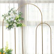 Round Top Metal Floral Display Frame Wedding Arch Backdrop Stand - Gold