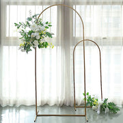 Round Top Metal Floral Display Frame Wedding Arch Backdrop Stand - Gold