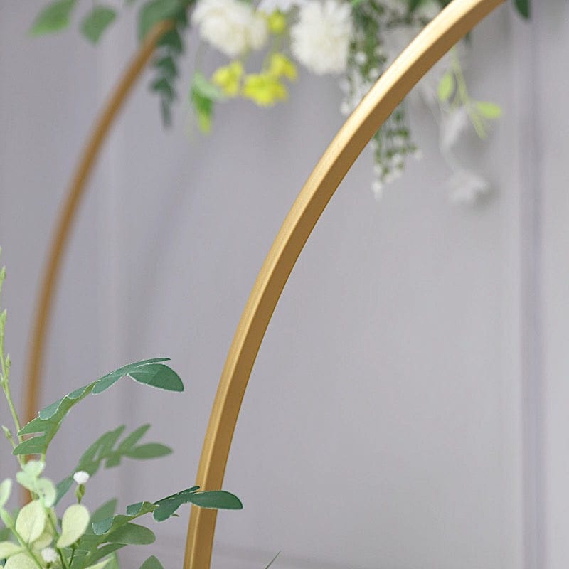 Round Top Metal Floral Display Frame Wedding Arch Backdrop Stand - Gold