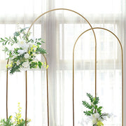 Round Top Metal Floral Display Frame Wedding Arch Backdrop Stand - Gold