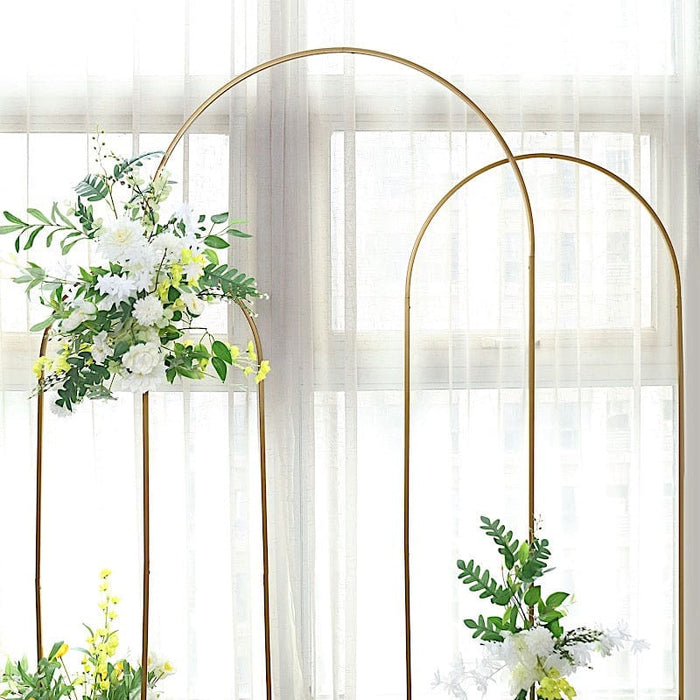 Round Top Metal Floral Display Frame Wedding Arch Backdrop Stand - Gold