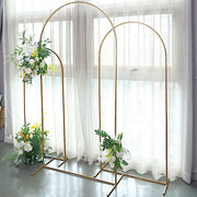 Round Top Metal Floral Display Frame Wedding Arch Backdrop Stand - Gold