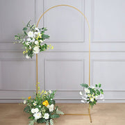 Round Top Metal Floral Display Frame Wedding Arch Backdrop Stand - Gold