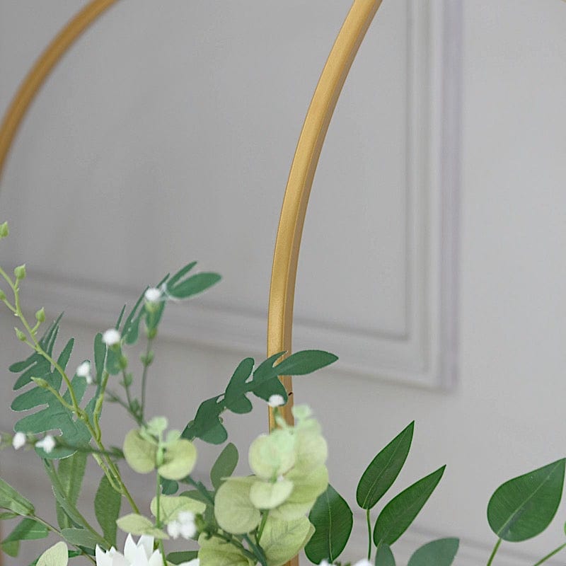 Round Top Metal Floral Display Frame Wedding Arch Backdrop Stand - Gold