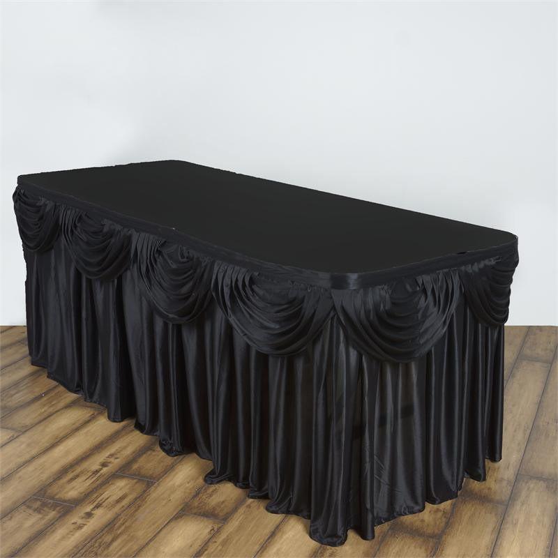 Satin Classic Drape Table Skirt SKT_06_BLK_14