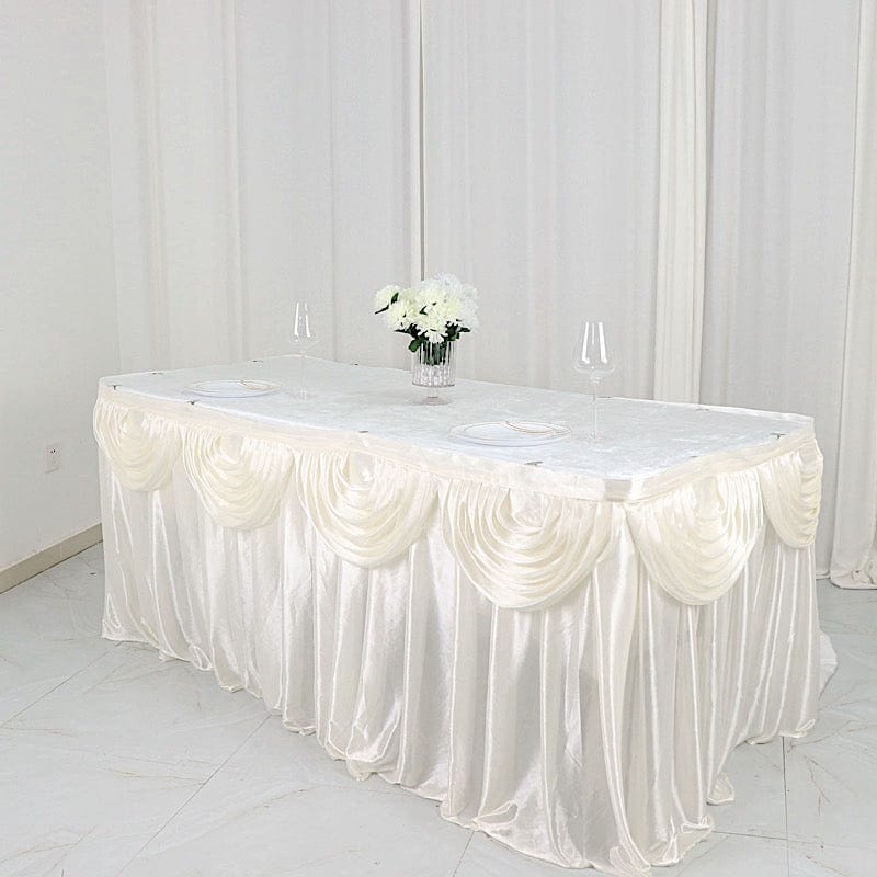Satin Classic Drape Table Skirt SKT_06_IVR_14