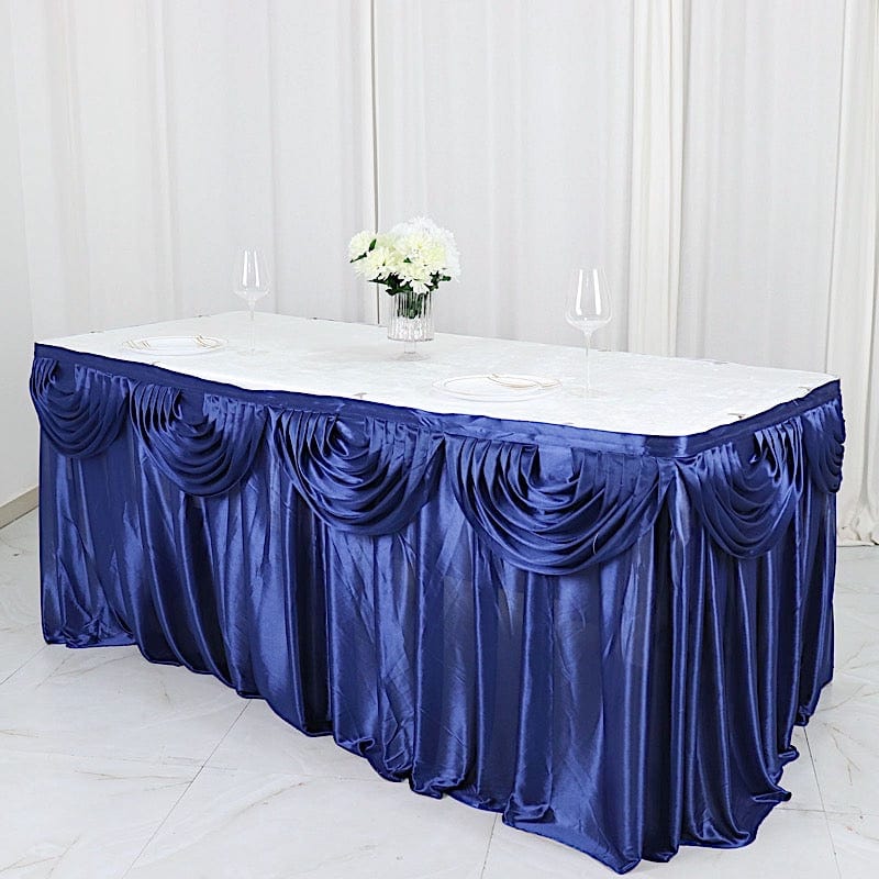 Satin Classic Drape Table Skirt SKT_06_NAVY_14