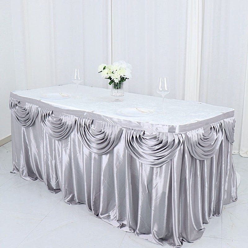 Satin Classic Drape Table Skirt SKT_06_SILV_14