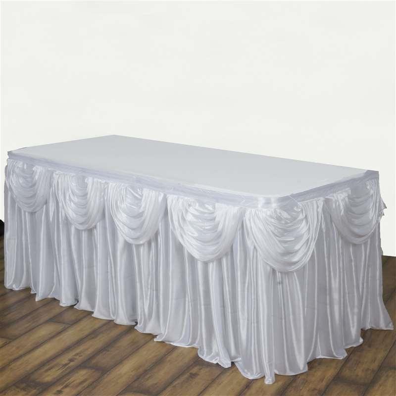 Satin Classic Drape Table Skirt SKT_06_WHT_14