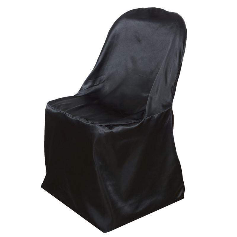 Satin Folding Chair Cover Wedding Party Decorations CHAIR_STNFOLD_BLK