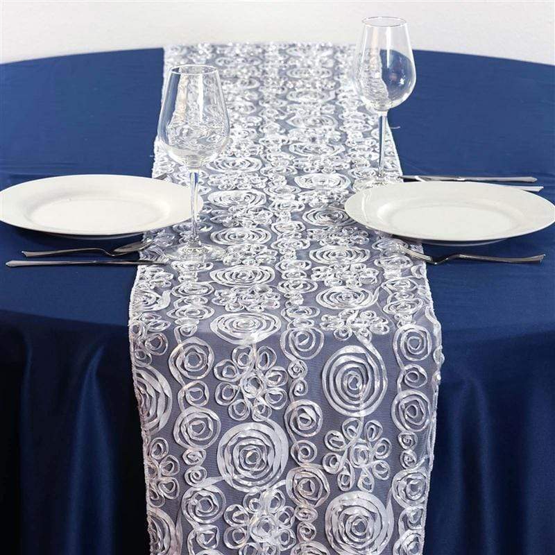 12 x 108 inches Raised Roses Lace Table Runners