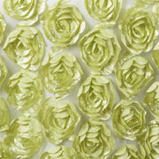Satin Ribbon Roses on Lace Table Runner - Tea Green RUN_32_021