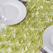 Satin Ribbon Roses on Lace Table Runner - Tea Green RUN_32_021