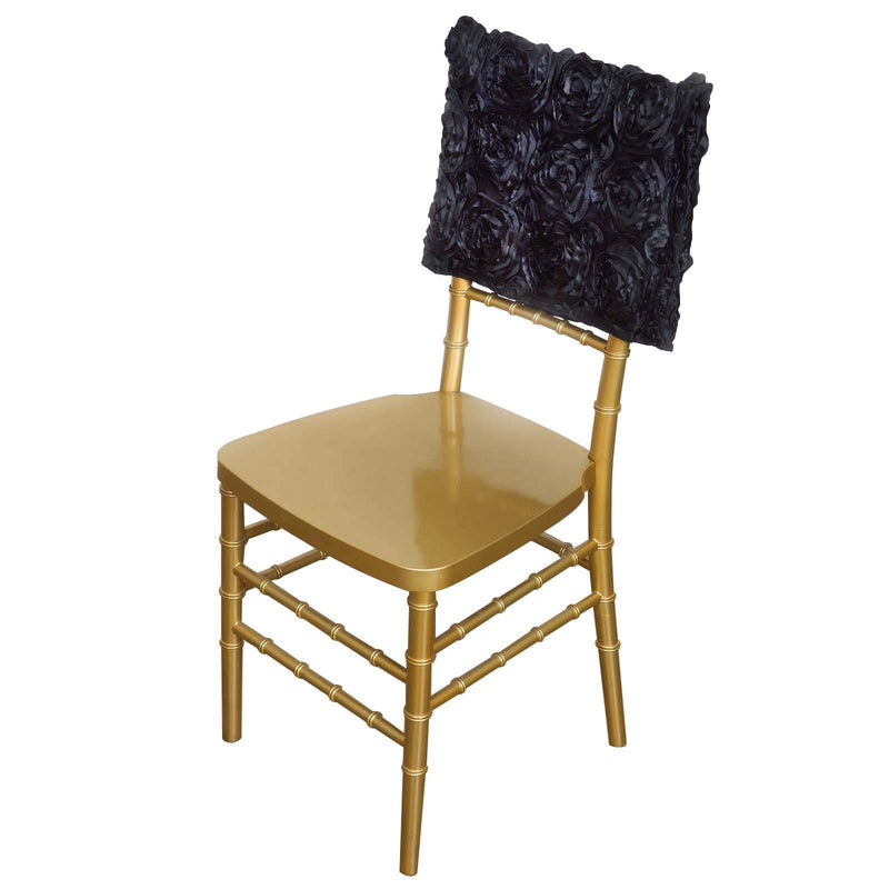 Satin Ribbon Roses Square Chair Cap Cover