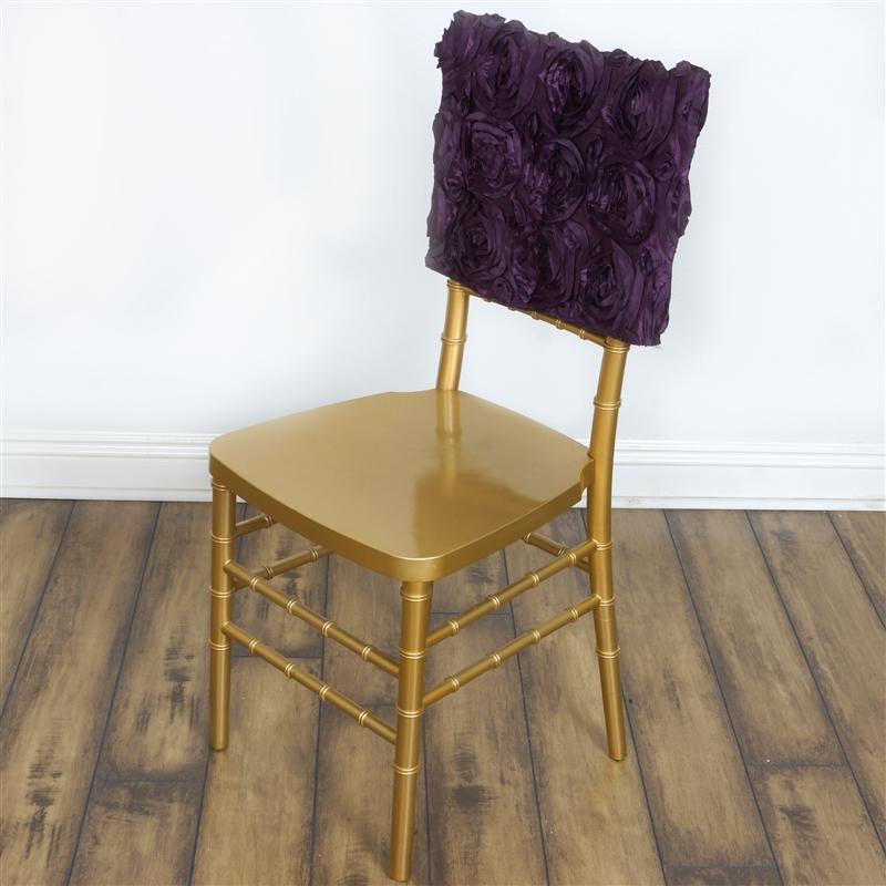 Satin Ribbon Roses Square Chair Cap Cover
