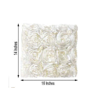 Satin Ribbon Roses Square Chair Cap Cover