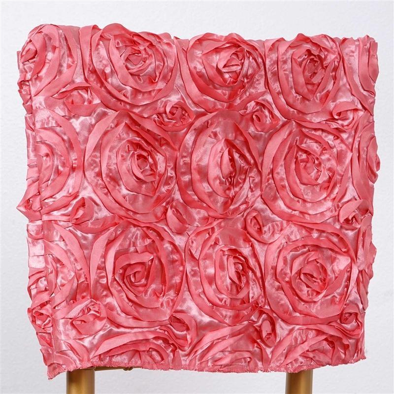 Satin Ribbon Roses Square Chair Cap Cover