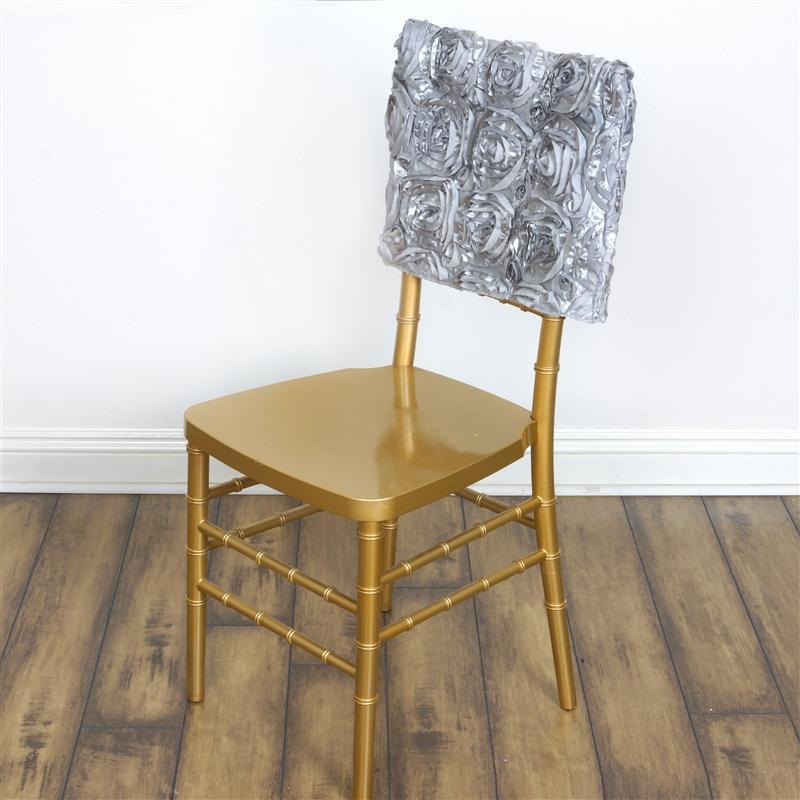 Satin Ribbon Roses Square Chair Cap Cover
