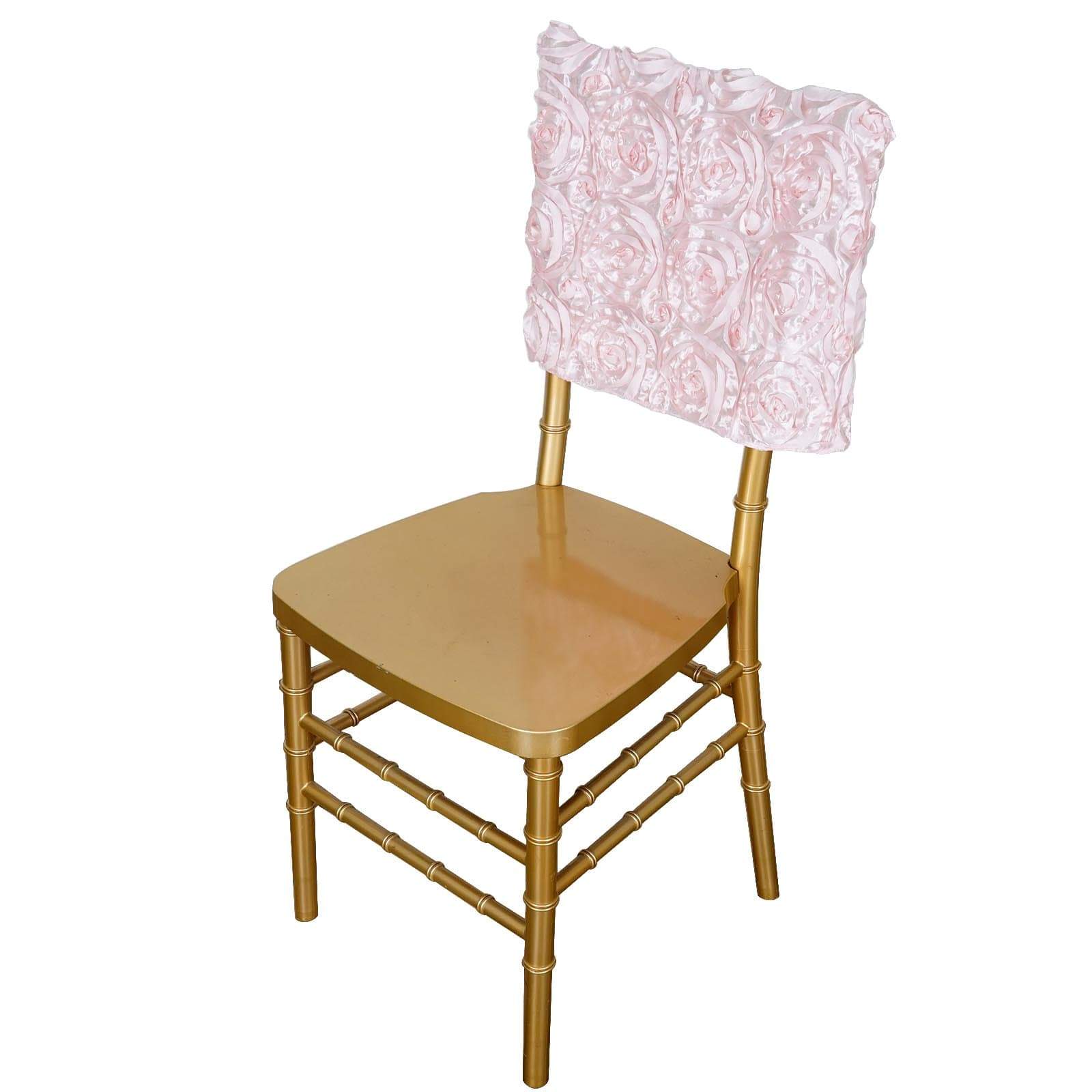 Satin Ribbon Roses Square Chair Cap Cover