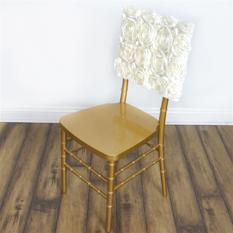 Satin Ribbon Roses Square Chair Cap Cover