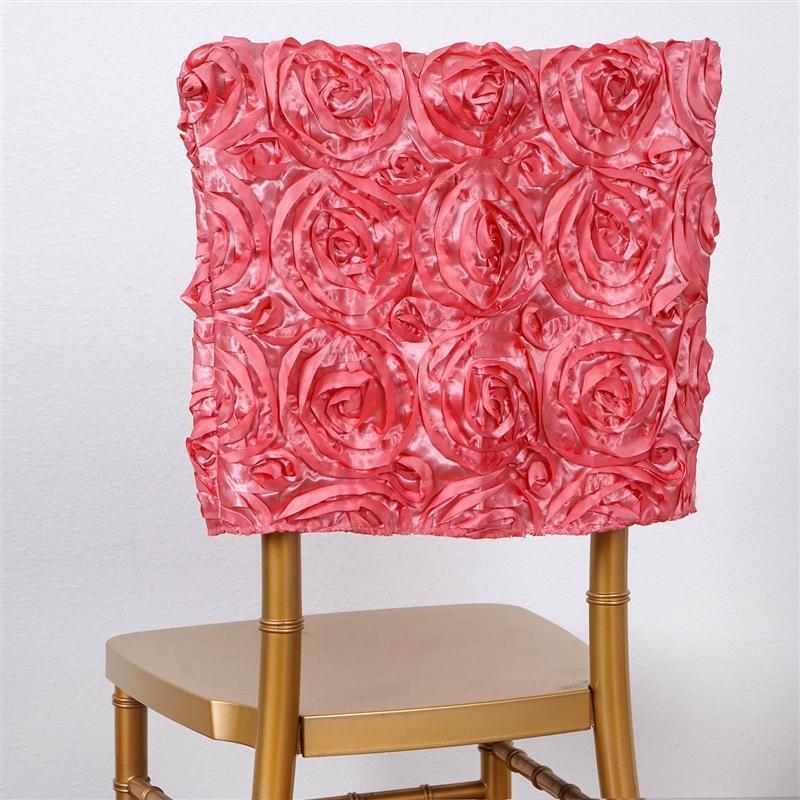 Satin Ribbon Roses Square Chair Cap Cover CHAIR_CAP01_019