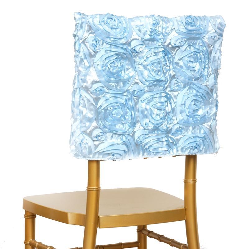 Satin Ribbon Roses Square Chair Cap Cover CHAIR_CAP01_BLUE